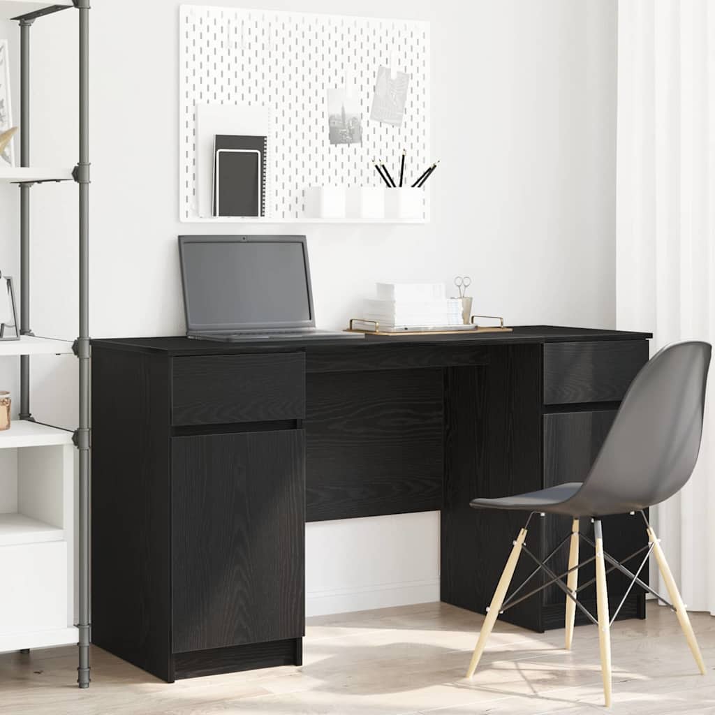 Bord med skuffe Sort eg 140 x 49 x 76 cm Konstrueret træ