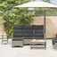 loungestol med hynder og lænefunktion L-formet polyrattan grå