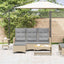 loungestol med hynder og lænefunktion L-formet polyrattan beige