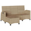 loungestol med hynder og lænefunktion L-formet polyrattan beige