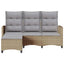 loungestol med hynder og lænefunktion L-formet polyrattan beige