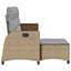 loungestol med hynder og lænefunktion L-formet polyrattan beige