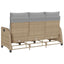 loungestol med hynder og lænefunktion L-formet polyrattan beige