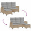 loungestol med hynder og lænefunktion L-formet polyrattan beige