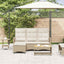 loungestol med hynder og lænefunktion L-formet polyrattan beige