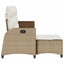 loungestol med hynder og lænefunktion L-formet polyrattan beige