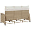 loungestol med hynder og lænefunktion L-formet polyrattan beige