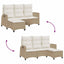 loungestol med hynder og lænefunktion L-formet polyrattan beige