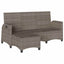 loungestol med hynder og lænefunktion L-formet polyrattan grå