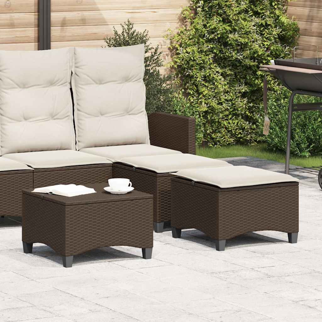 havestole med hynder 2 stk. 55x55x36 cm polyrattan brun billede