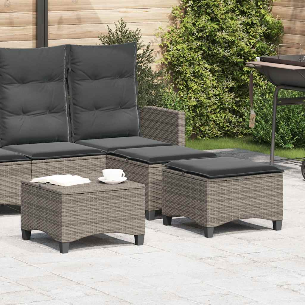 havestole med hynder 2 stk. 55x55x36 cm polyrattan grå billede