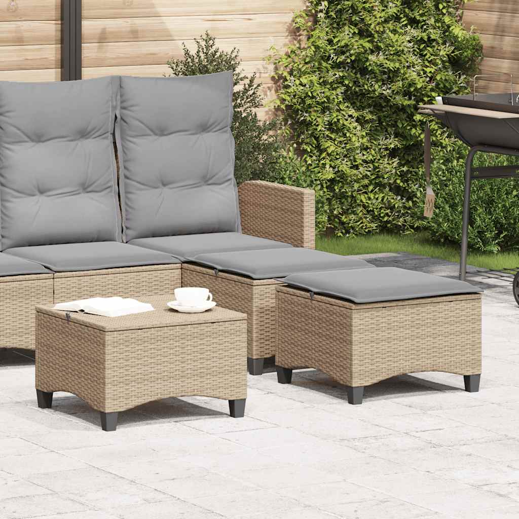 haveskamler 2 stk. med hynder 55x55x36 cm polyrattan beige billede