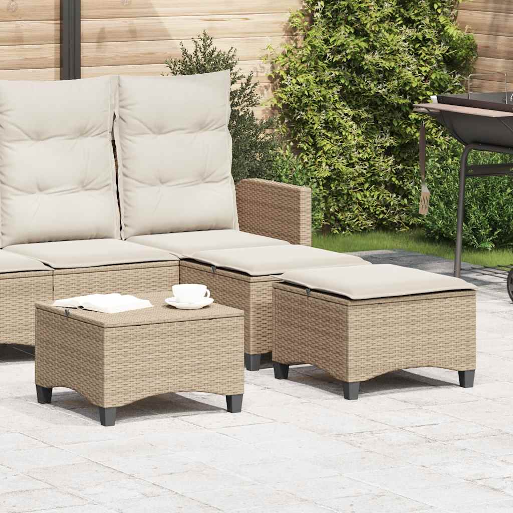 haveskamler 2 stk. med hynder 55x55x36 cm polyrattan beige billede