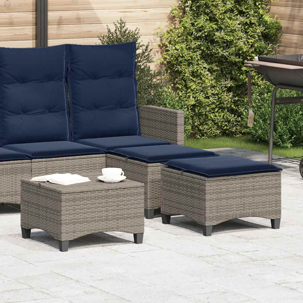 havestole med hynder 2 stk. 55x55x36 cm polyrattan grå billede