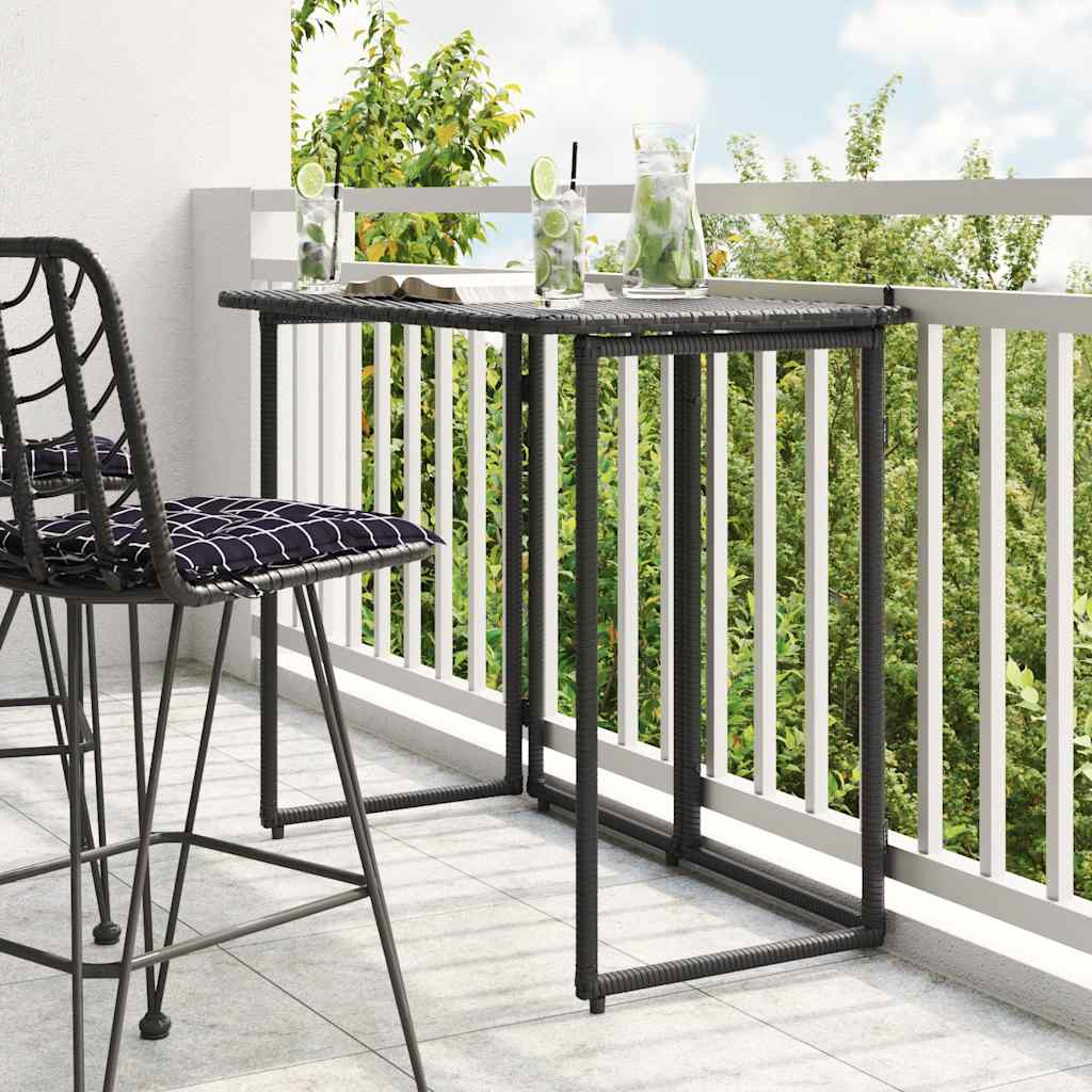 foldbart havebord 90x51x75 cm polyrattan sort billede