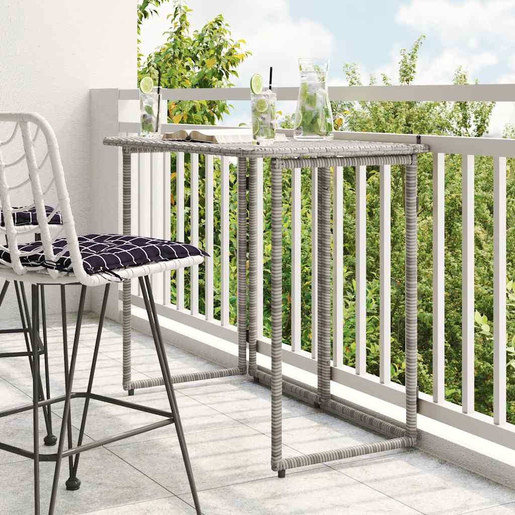 foldbart havebord 90x51x75 cm polyrattan grå billede