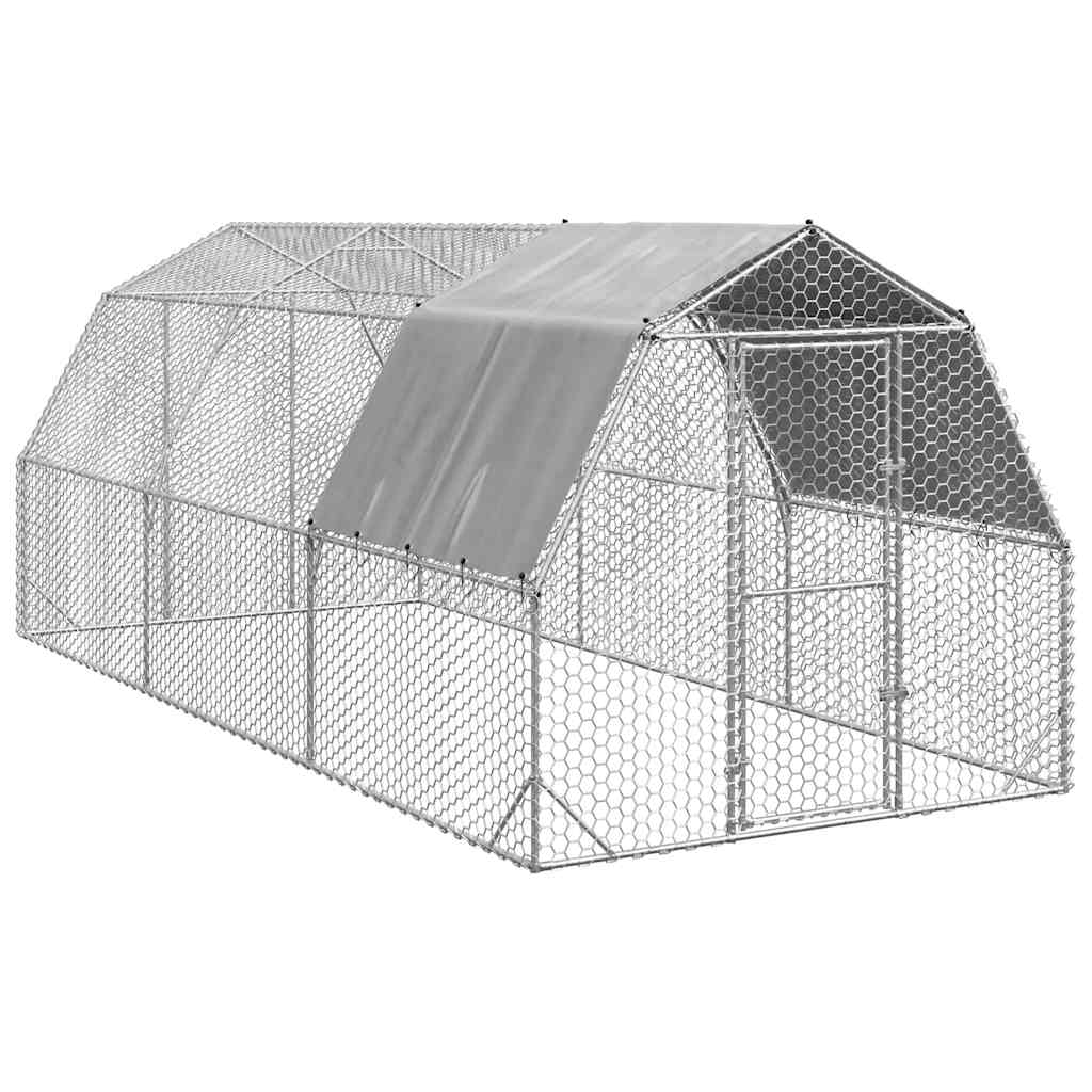 hønsegård med tag 2,5x6x2,25 m galvaniseret stål billede