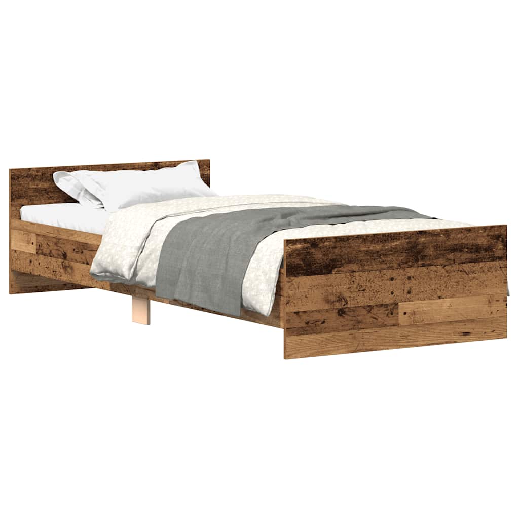 Sengeramme uden madras 90x190cm konstrueret træ antikt træ