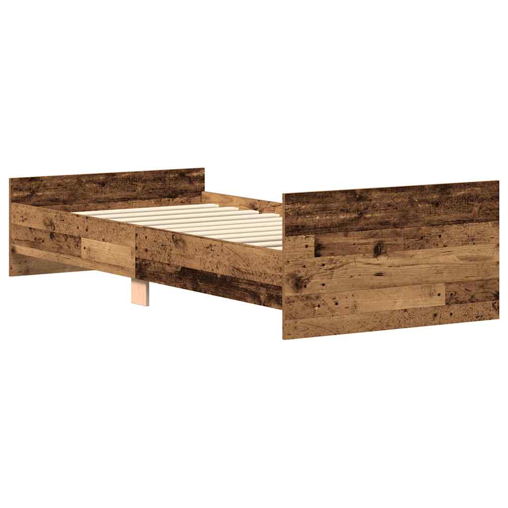 Sengeramme uden madras 90x190cm konstrueret træ antikt træ