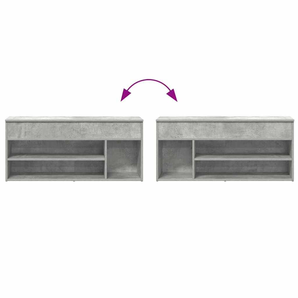 skobænk 102x30,5x45 cm konstrueret træ betongrå