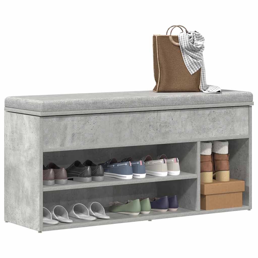 skobænk 102x30,5x45 cm konstrueret træ betongrå