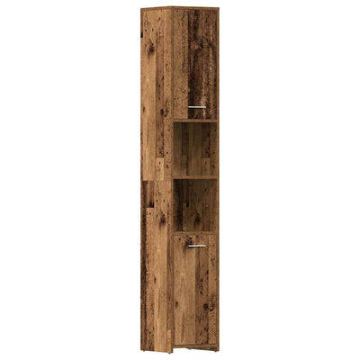 badeværelsesskab 30x30x183,5 cm konstrueret træ antikt træ
