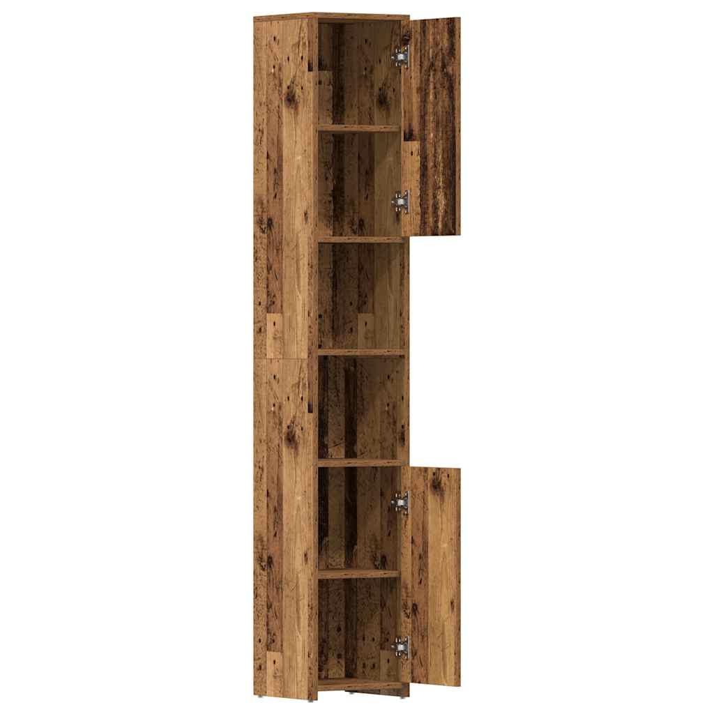 badeværelsesskab 30x30x183,5 cm konstrueret træ antikt træ