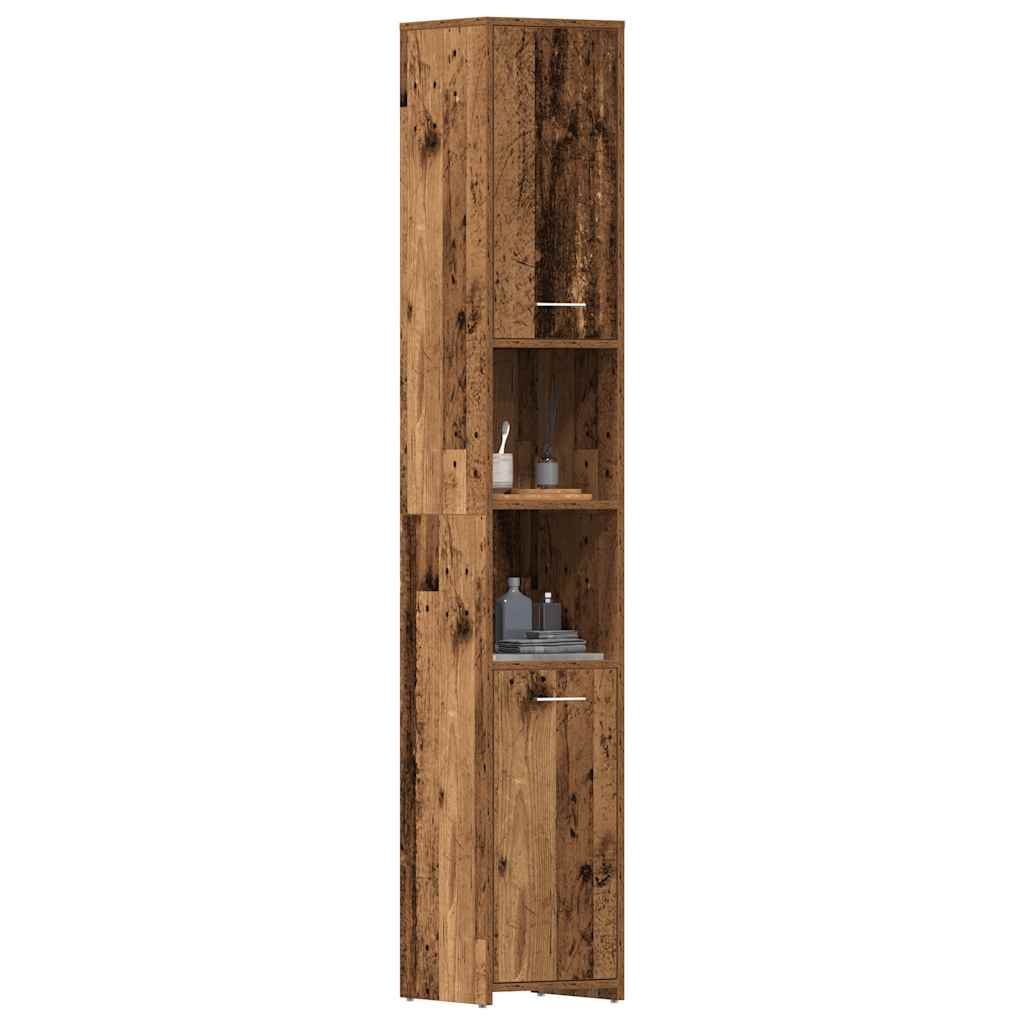 badeværelsesskab 30x30x183,5 cm konstrueret træ antikt træ billede