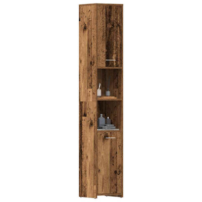 badeværelsesskab 30x30x183,5 cm konstrueret træ antikt træ