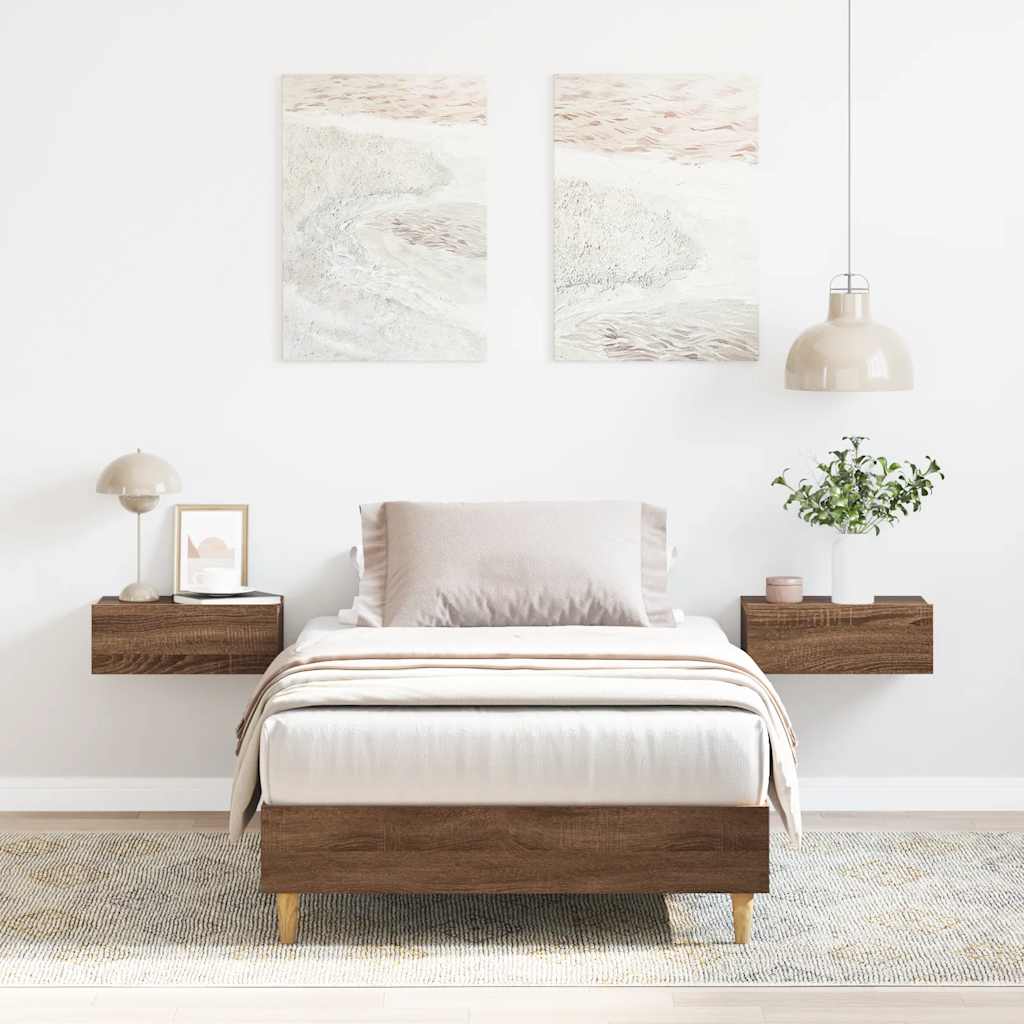 sengeramme uden madras 100x200 cm konstrueret træ brunt eg