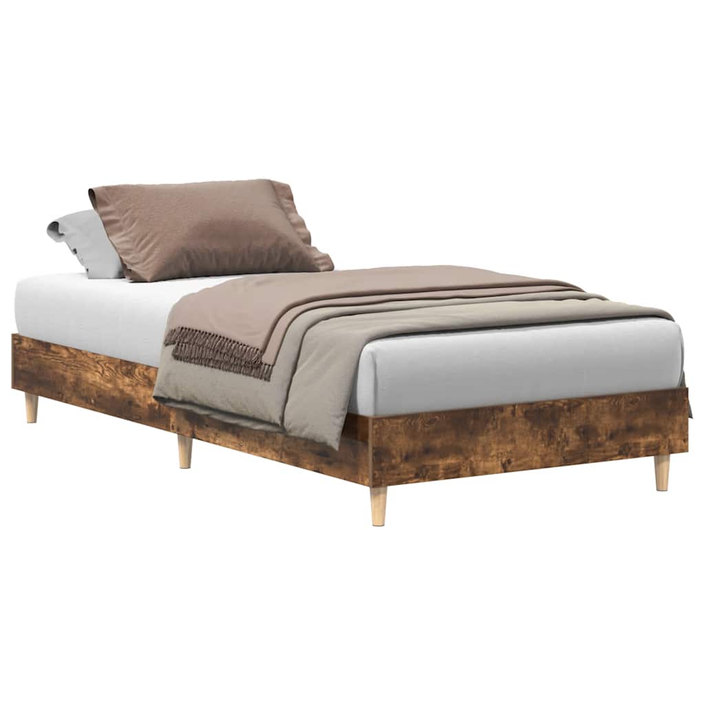 sengestel uden madras 90x200 cm konstrueret træ røget eg