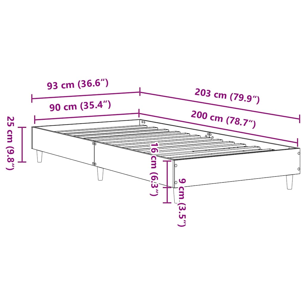sengestel uden madras 90x200 cm konstrueret træ kunsteg
