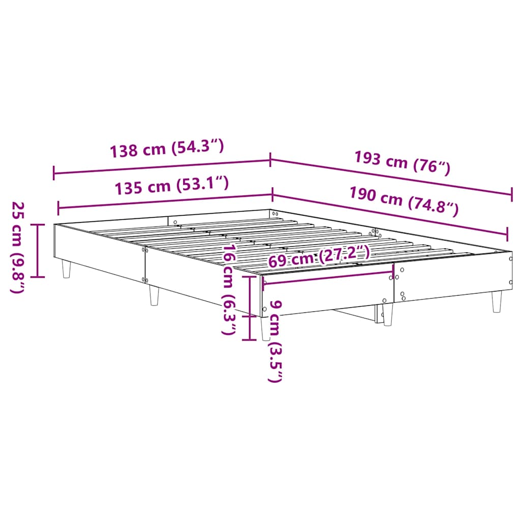 sengestel uden madras 135x190 cm konstrueret træ hvid