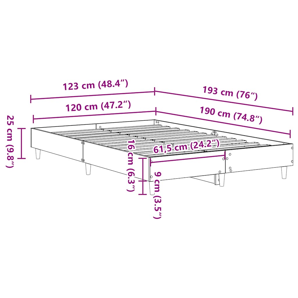 sengestel uden madras 120x190 cm konstrueret træ sort