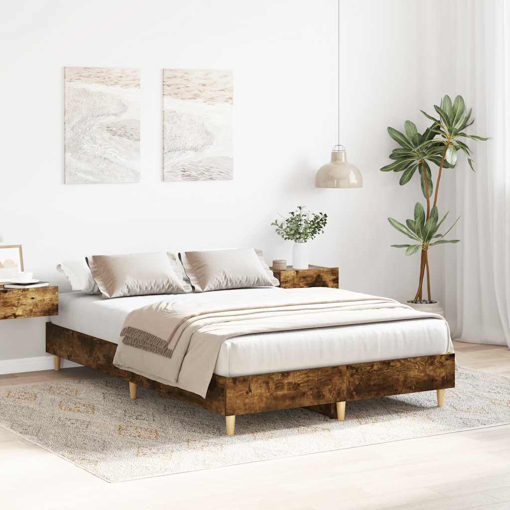 sengestel uden madras 120x190 cm konstrueret træ røget eg