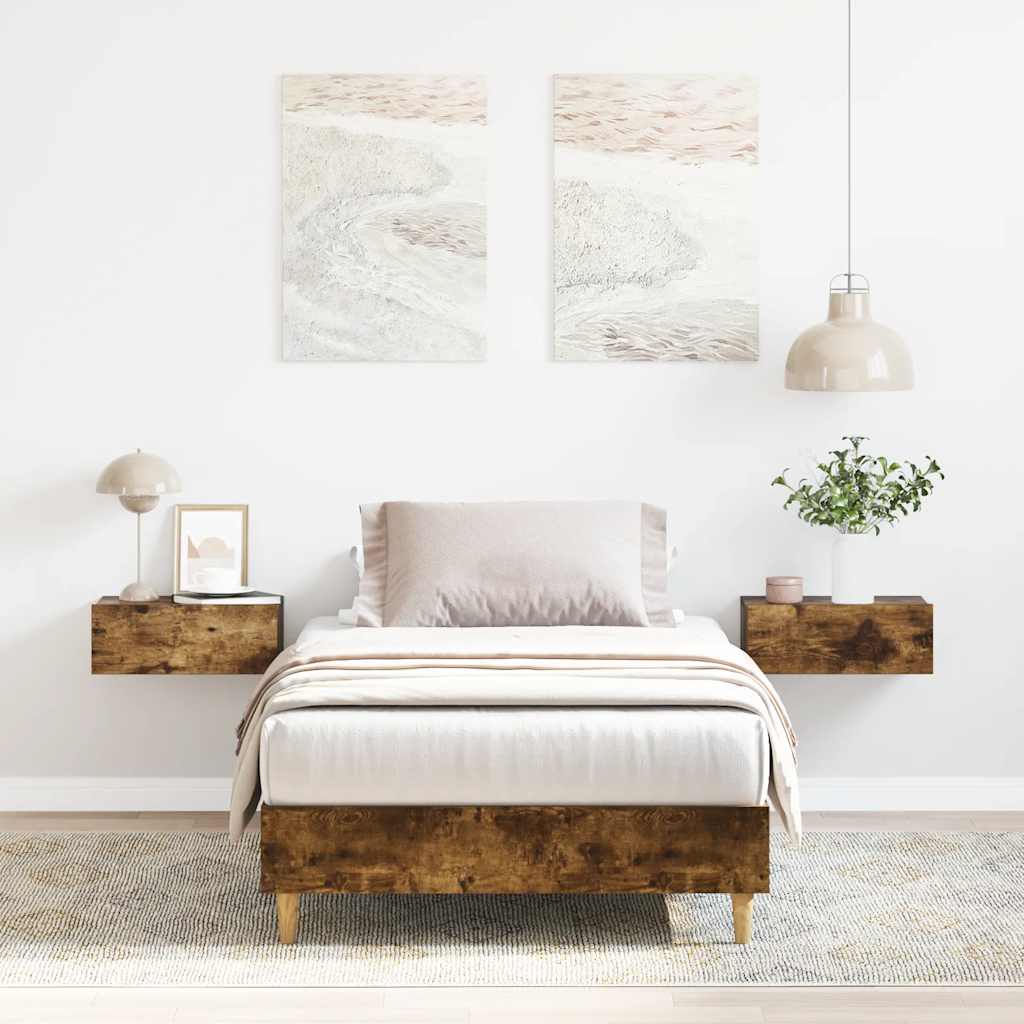sengestel uden madras 90x190 cm konstrueret træ røget eg