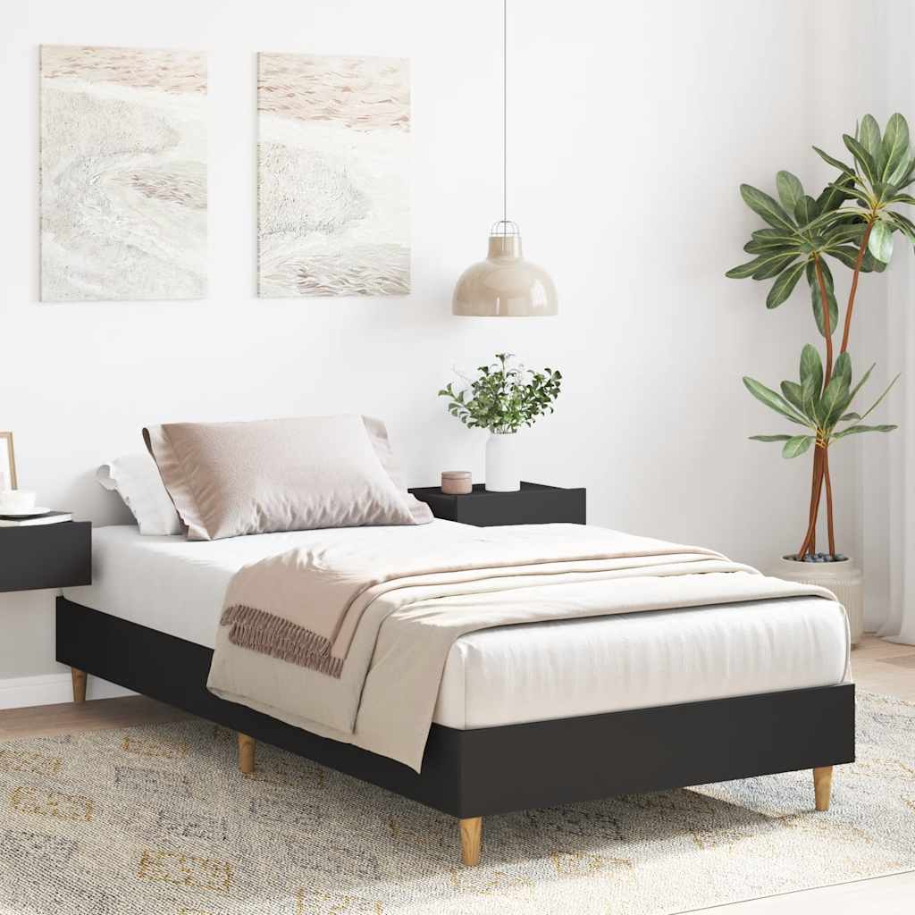 sengestel uden madras 75x190 cm konstrueret træ sort