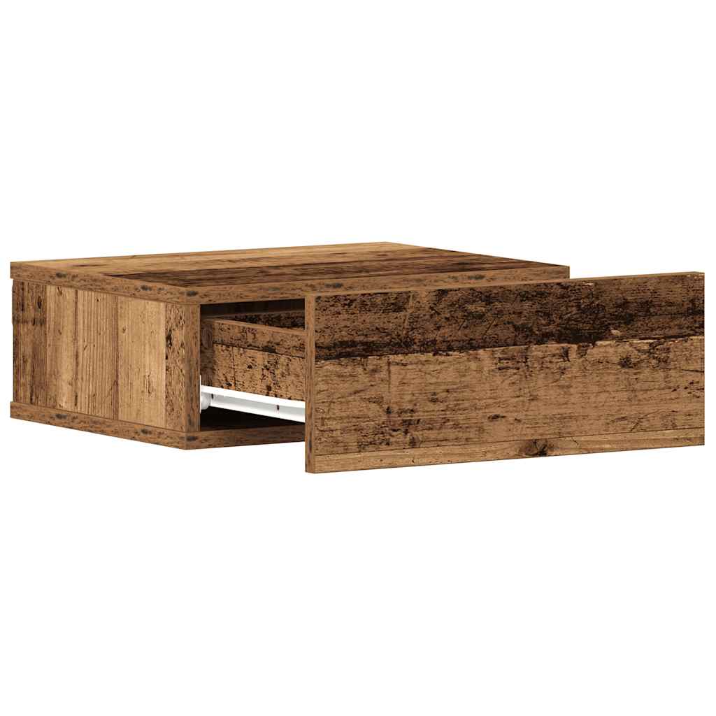 væghængt natbord 40x32x15 cm konstrueret træ gammelt træ-look