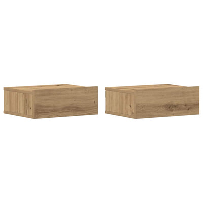 svævende natborde 2 stk. 40x32x15 cm konstrueret træ kunsteg