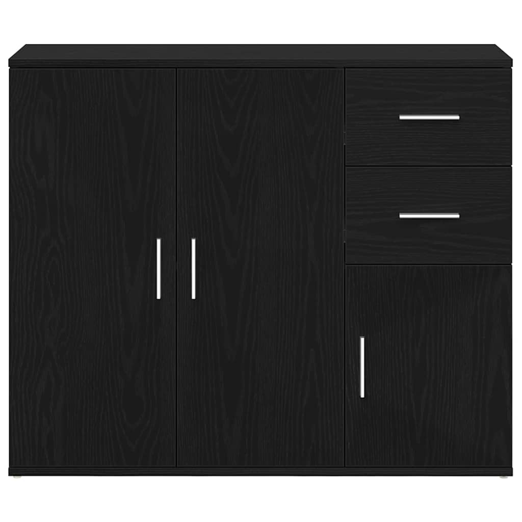 skænk sort egetræ 91x29,5x75 cm konstrueret træ