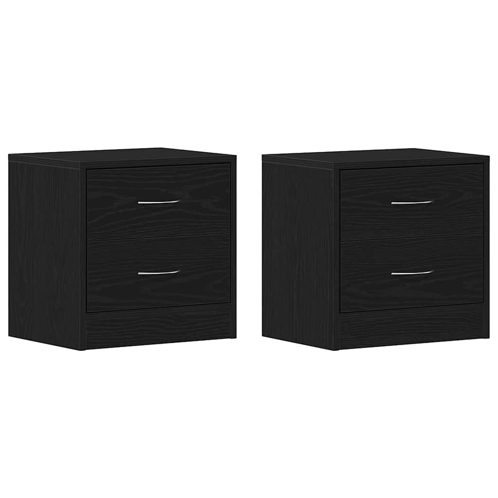 sengeborde 2 stk. 40x30x40 cm konstrueret træ sort egetræsfarve