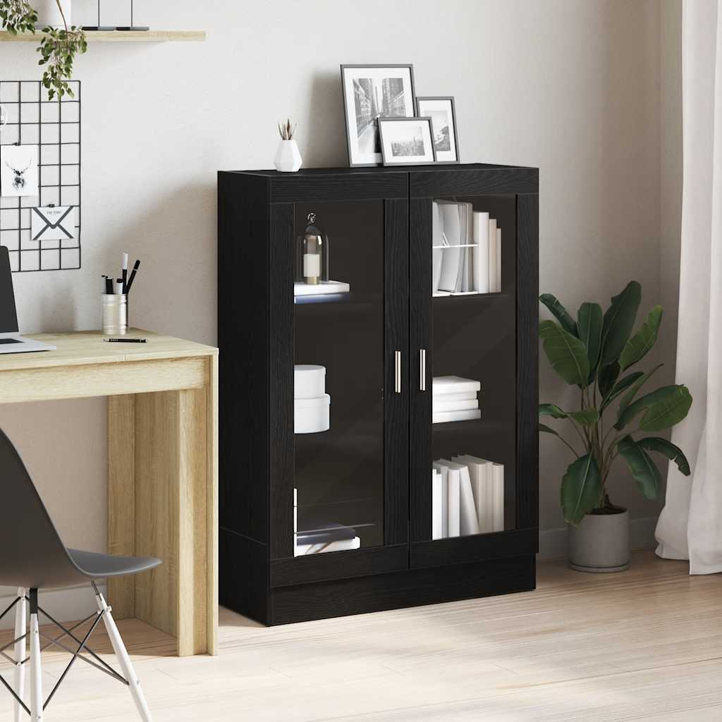 bogskab 82,5x30,5x115 cm konstrueret træ sort egetræsfarve