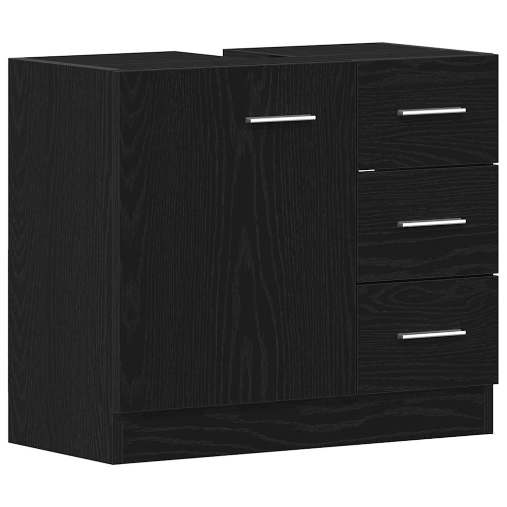 underskab til håndvask 63x30x54 cm konstrueret træ sort egetræ
