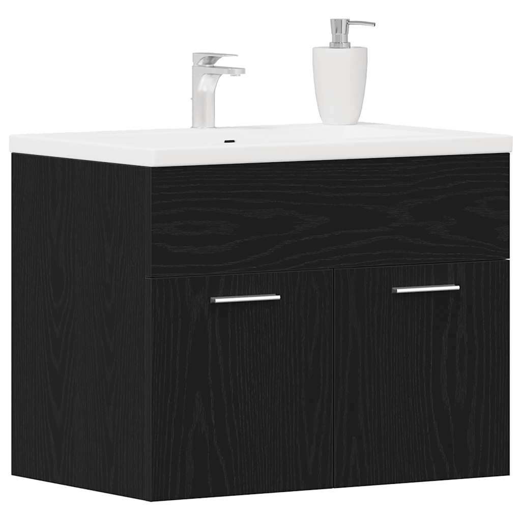 badeværelsesvaskeskab 60x38,5x46 cm konstrueret træ sort egetræ