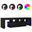 tv-bord med LED-lys 140x36,5x40 cm konstrueret træ sort egetræ