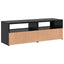 tv-bord med LED-lys 120x35x40 cm konstrueret træ sort egetræ