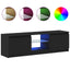 tv-bord med LED-lys 120x30x36 cm konstrueret træ sort egetræ