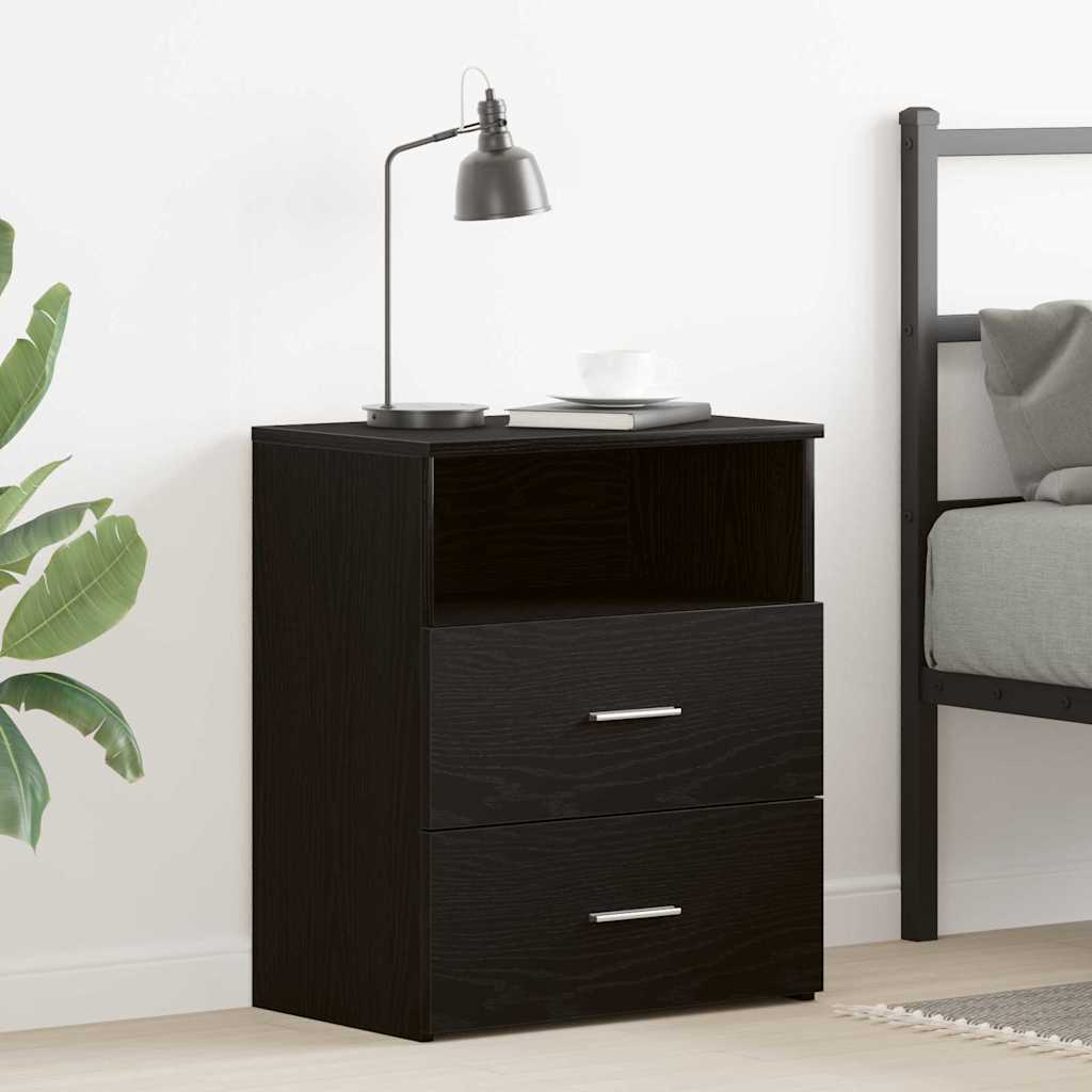 Natbord med skuffe Sort eg 50 x 32 x 60cm Konstrueret træ billede