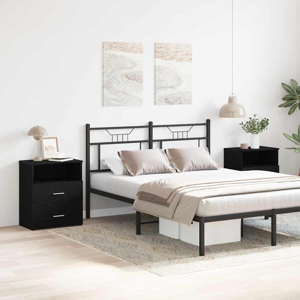 Natbord med skuffe 2 pcs Sort eg 50 x 32 x 60cm Konstrueret træ