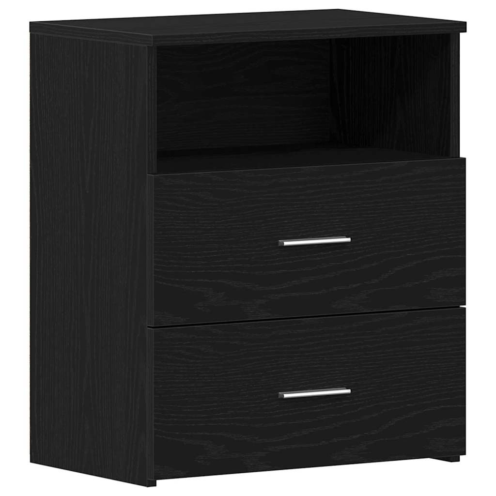 Natbord med skuffe 2 pcs Sort eg 50 x 32 x 60cm Konstrueret træ